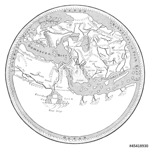 500x498 Medieval Map The Ancient Flat Earth