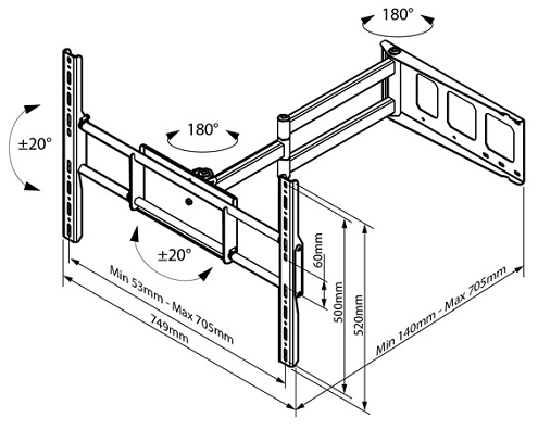 495x396 Swivel And Tilt Lcd Plasma Tv Bracket 42 Inch To 60 Inch Av
