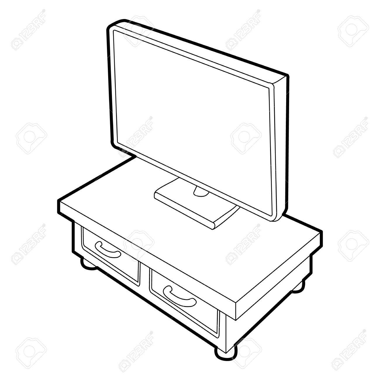 1300x1300 Wooden Tv Cabinet With Tv Icon. Isometric 3d Illustration