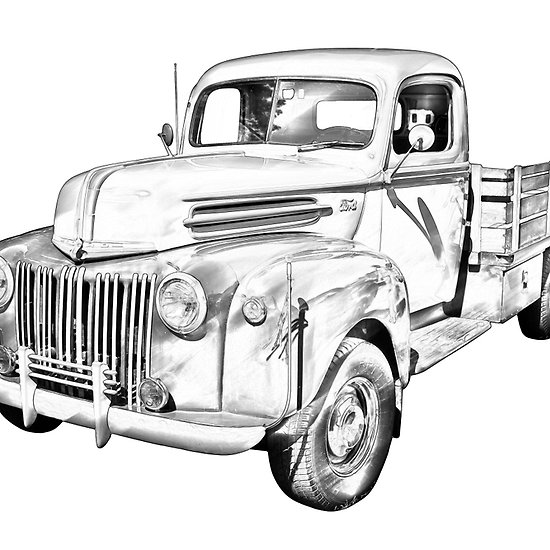 550x550 Old Flat Bed Ford Work Truck Illustration Antique Ford Fine Art