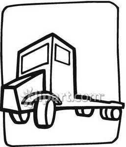 257x300 And White Illustration Of A Flatbed Trailer Truck
