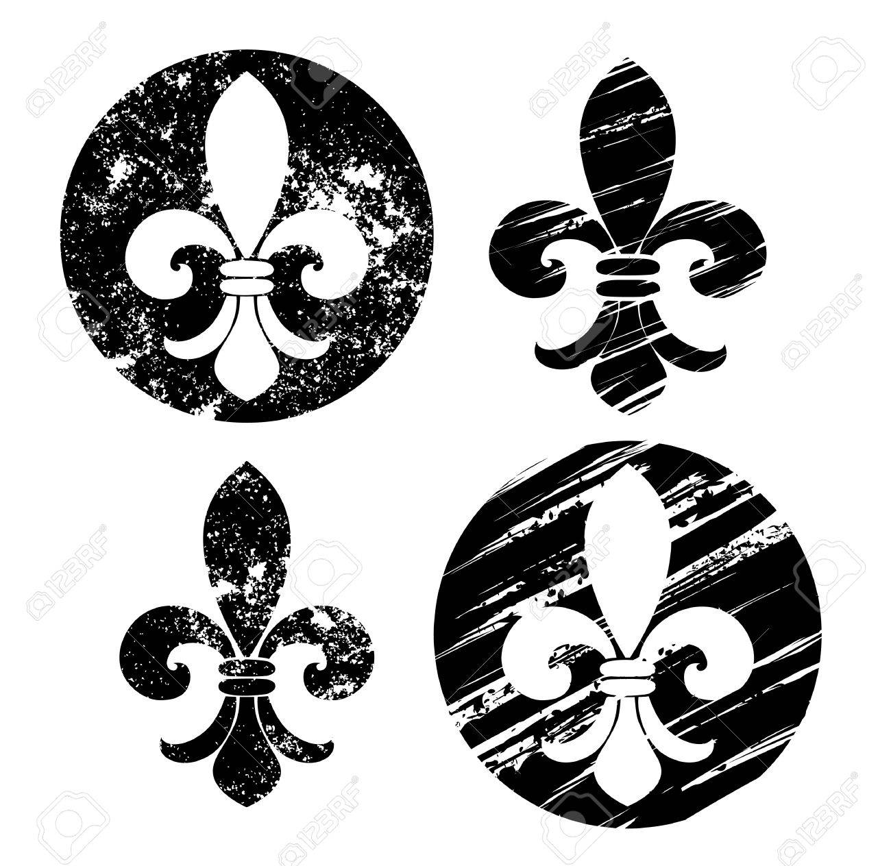 1300x1264 Set Of Fleur De Lis, Painted In Black On A White Background