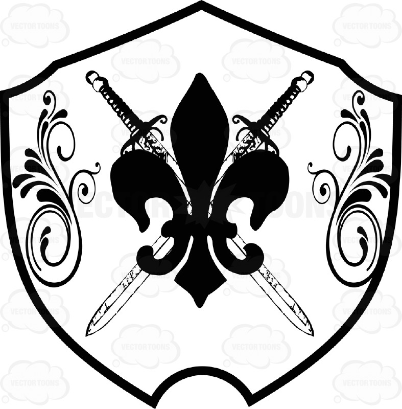 787x800 Black And White Coat Of Arms Fleur De Lis In Front Of Two Crossed
