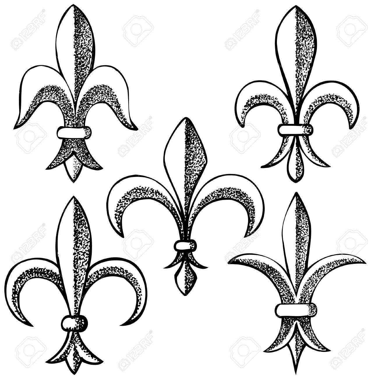 1274x1300 Hand Drawn Fleur De Lys Icons Royalty Free Cliparts, Vectors,