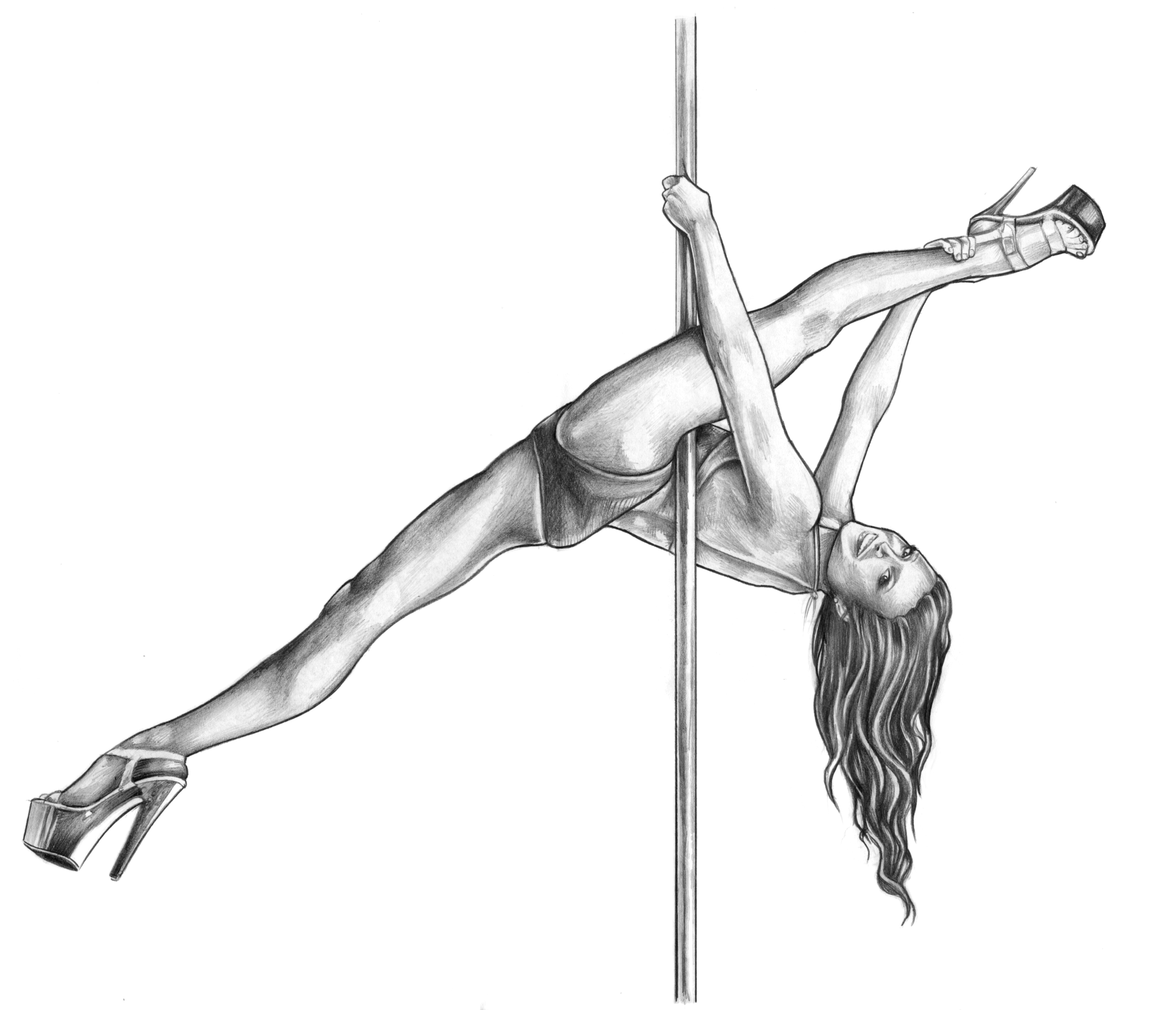 4083x3508 Pencil Drawing For Vertica Pole Dance Academy. Great Girls