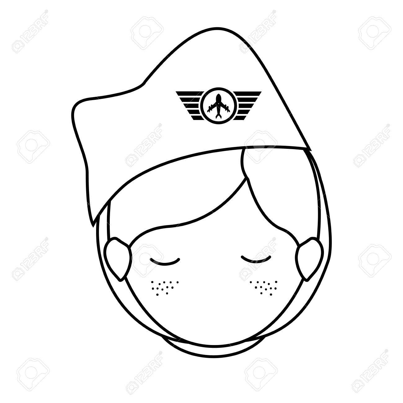 1300x1300 Silhouette Front Face Woman Flight Attendant Vector Illustration