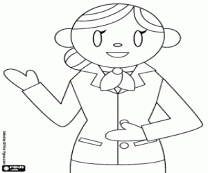300x250 The Flight Attendant Speaking Coloring Page Printable Game