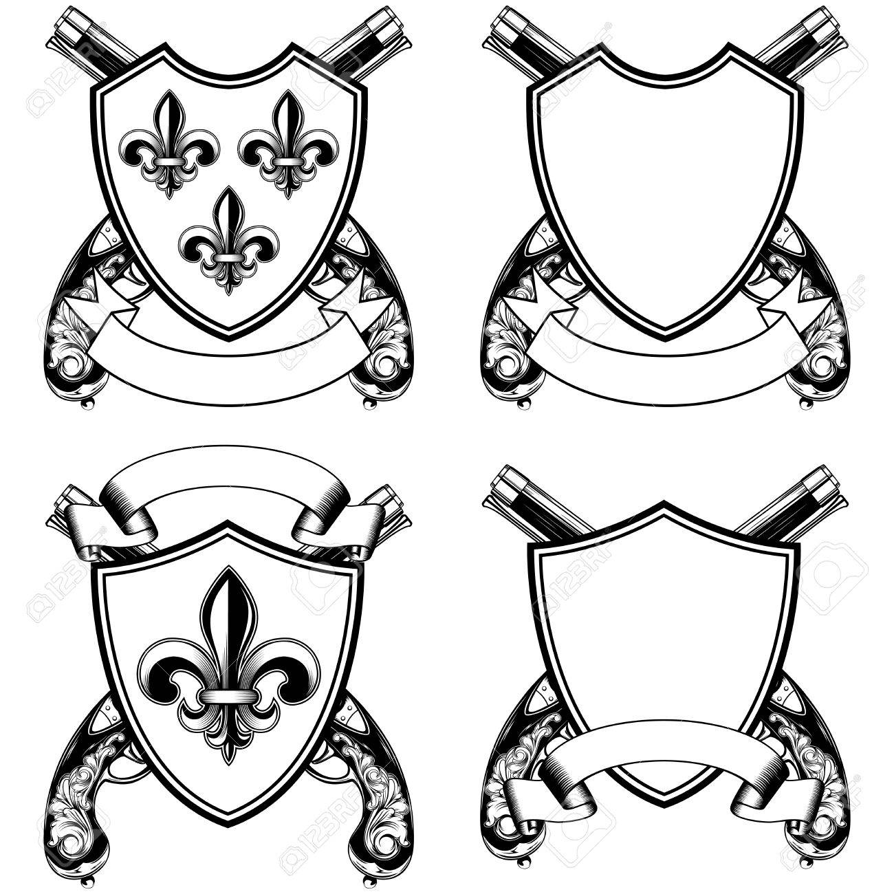 1300x1300 Vector Illustration Shield With Heraldic Flower Lily (Fleur De Lys