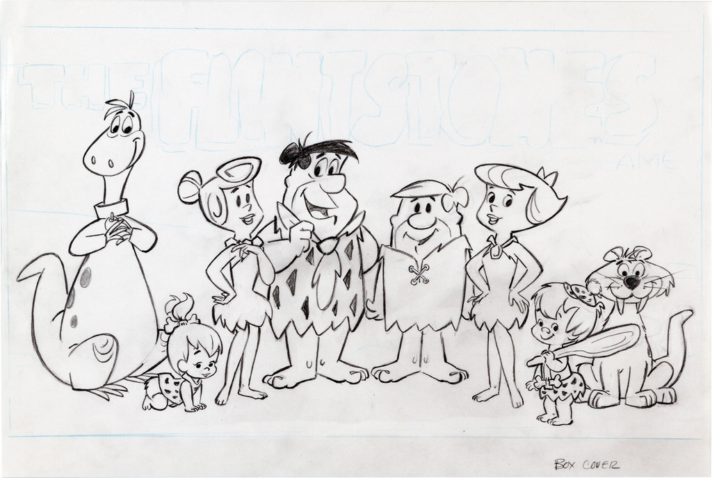 1024x688 The Flintstones Board Game Cover Layout Drawing (Milton