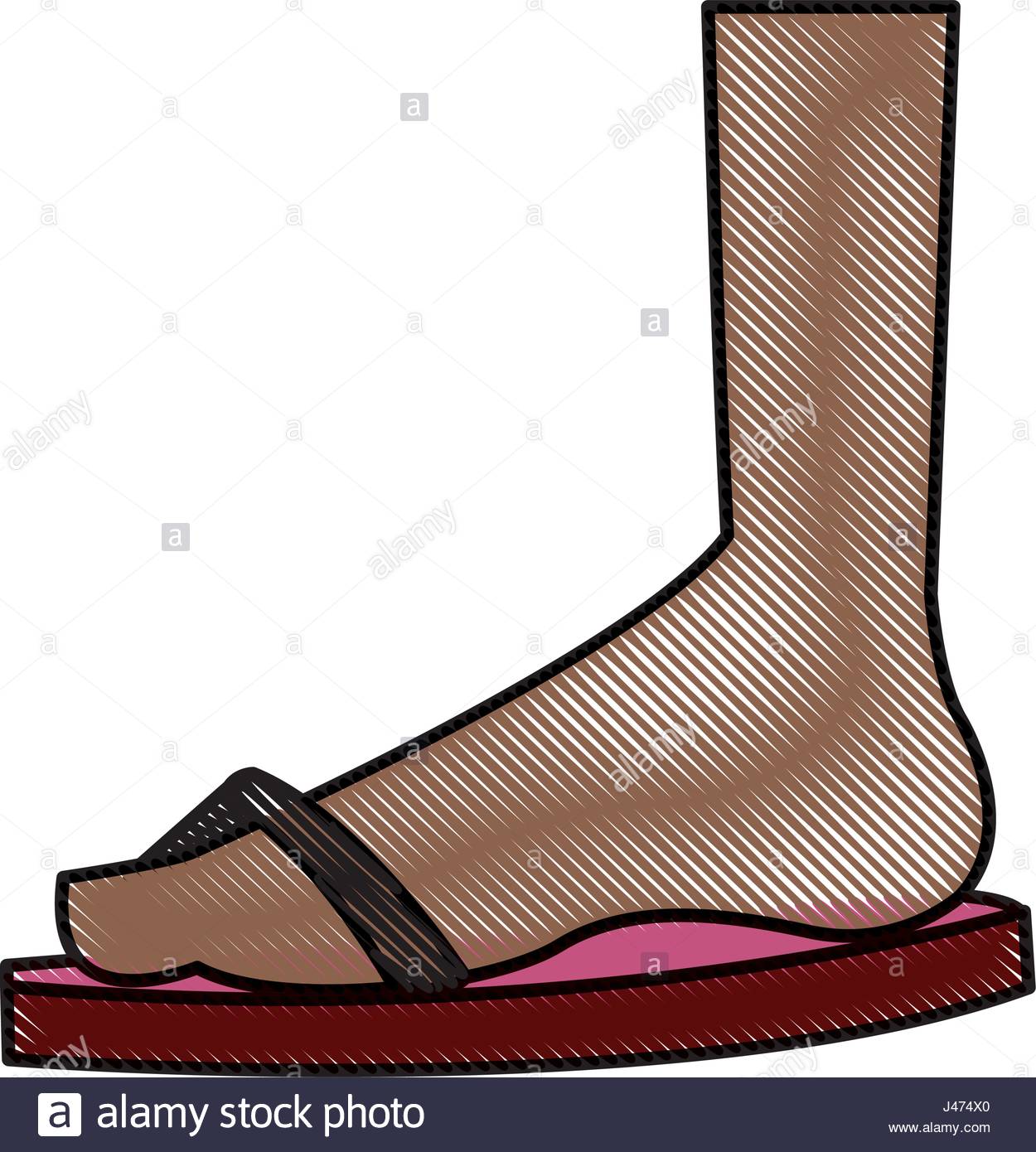 1250x1390 Drawing Feet With Flip Flop Beach Design Stock Vector Art