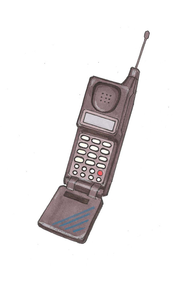 570x919 Items Similar To Cell Phone Art Print Hand Drawing Retro 90s Flip