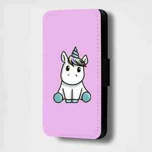300x300 Adorable Unicorn Drawing Purple Flip Phone Case Wallet Fits All