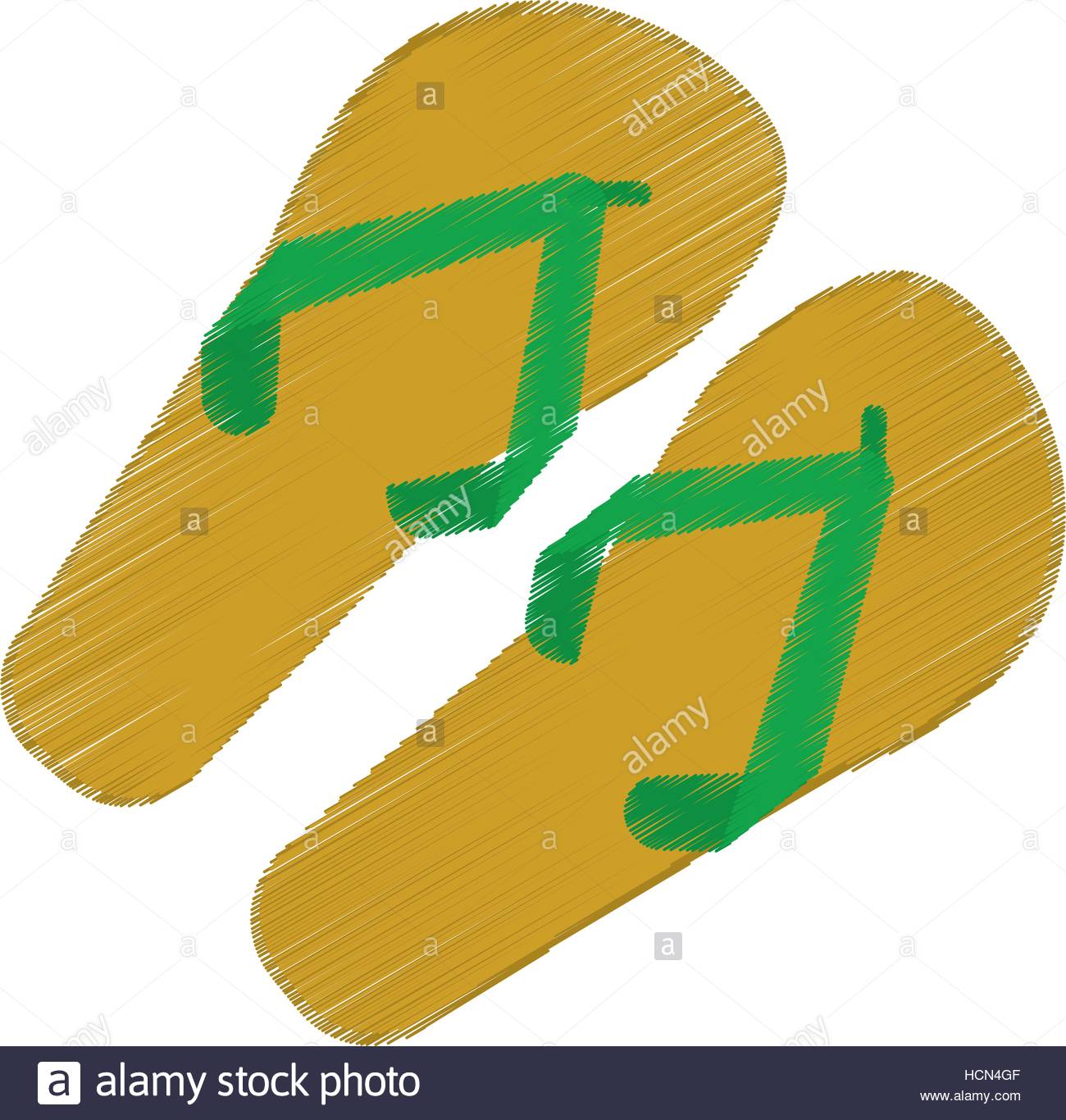 1300x1366 Drawing Green And Yellow Flip Flop Brasilian Stock Vector Art