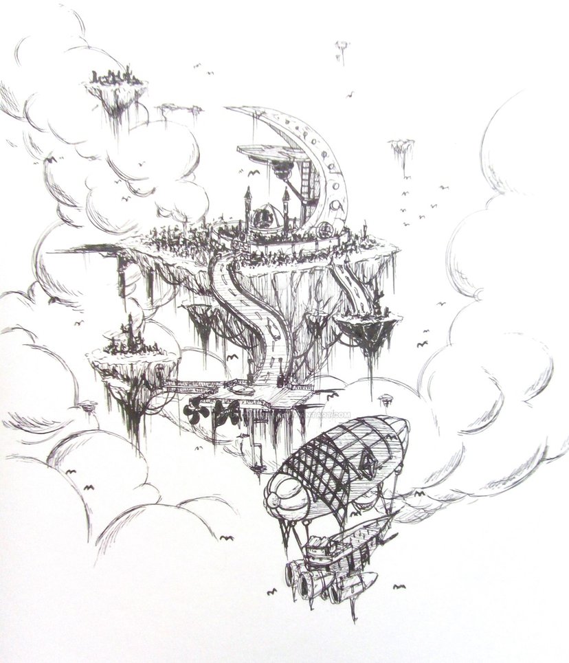 828x965 Fantasy Floating Island By Sukizukiizuna