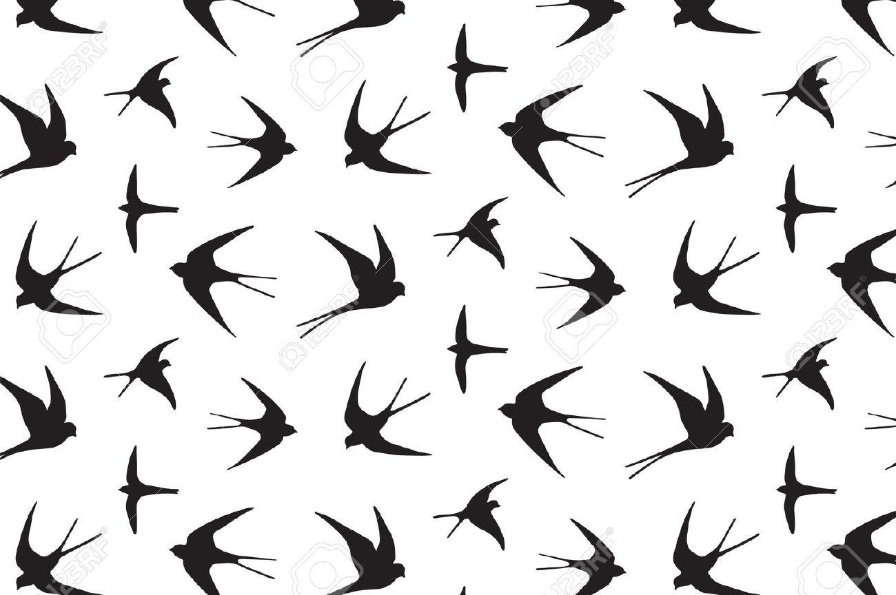 1300x864 Japanese Swallow Vector Hand Drawing Graphic Pattern Royalty Free