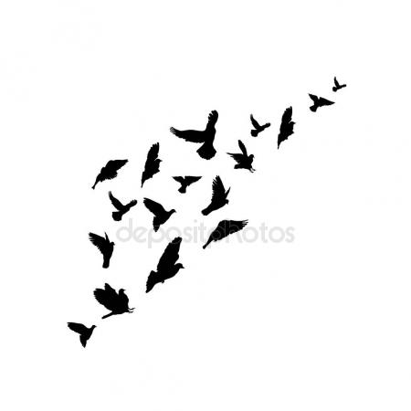 450x450 Silhouettes A Flock Of Birds. Vector Illustration. Isolated