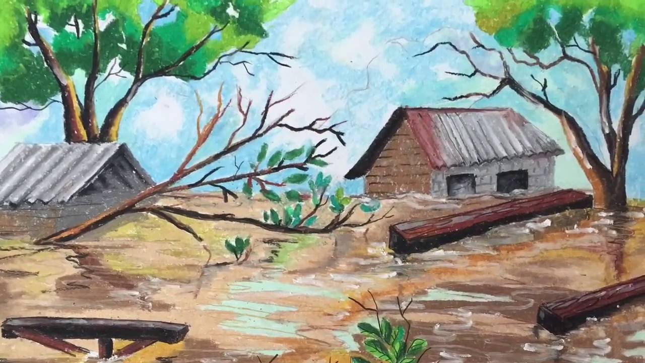1280x720 Learn How To Colour A Flood With Oil Pastel By Marhanim