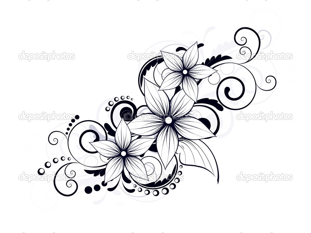 1024x768 Depositphotos 21645299 Floral Design Element With Swirls