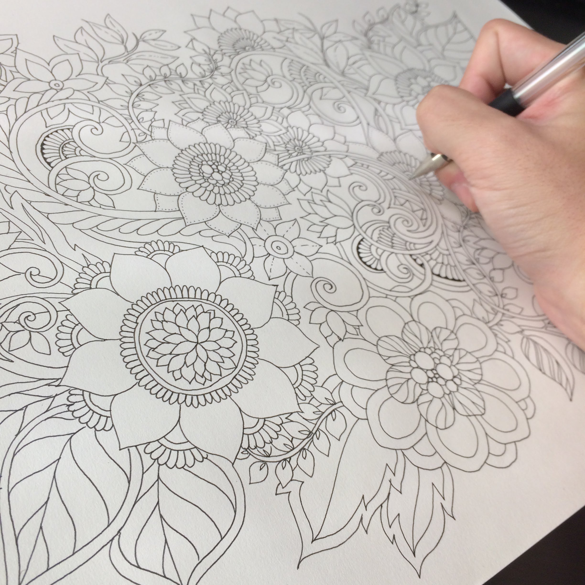 2448x2448 Highspeed Floral Drawing For Coloriage Book