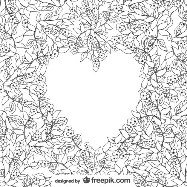 626x626 Floral Drawing Heart Free Vector 123freevectors