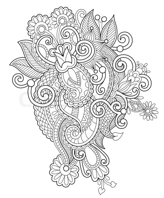 663x800 Black And White Zentangle Line Art Flower Drawing, Graphic Print