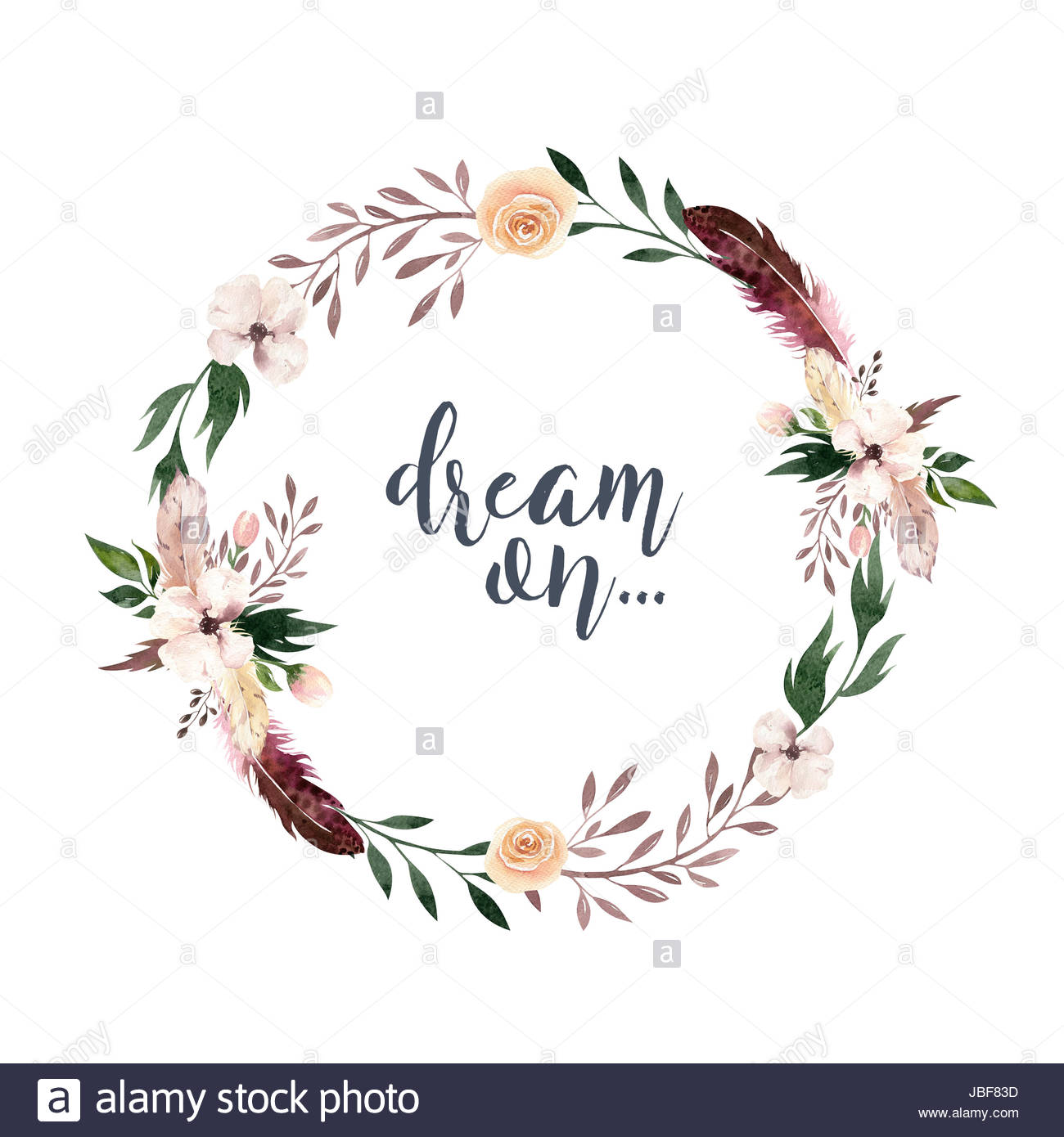 1300x1390 Hand Drawing Isolated Boho Watercolor Floral Wreaths Illustration