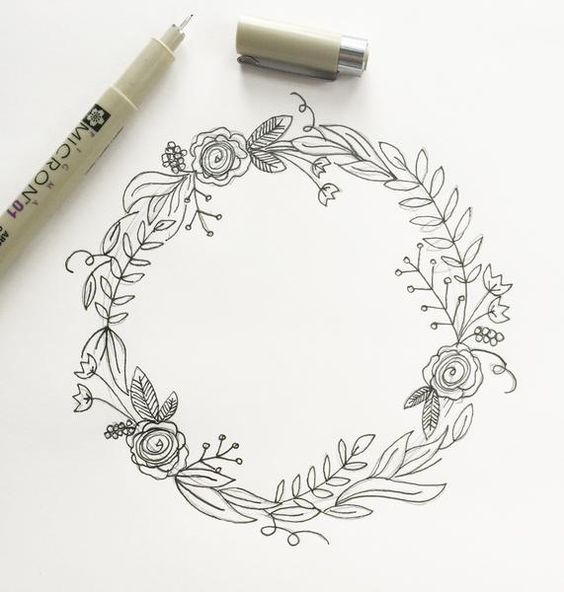 564x592 Simple Steps For Drawing A Wreath Wreaths, Draw And Third