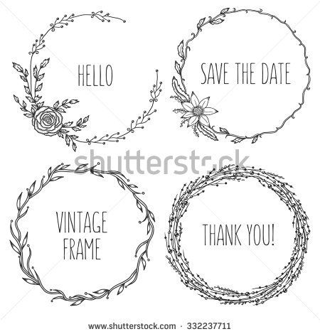 450x470 Vector Vintage Wreaths. Collection Of Trendy Cute Floral Frames