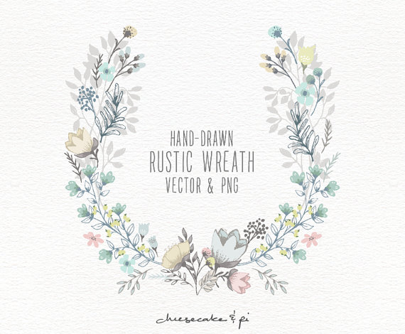 570x470 Floral Wreath Hand Drawn Floral Wreath Clipart Wedding