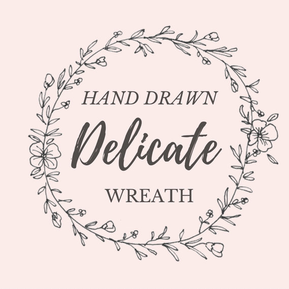 570x570 Hand Drawn Delicate Floral Wreath Line Drawing Clipart