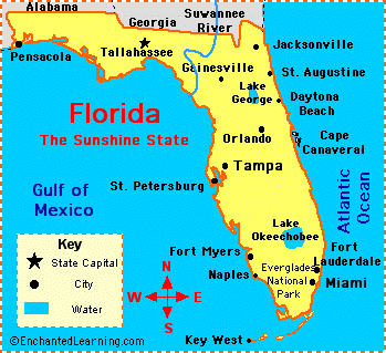 349x319 Florida Facts, Map And State Symbols