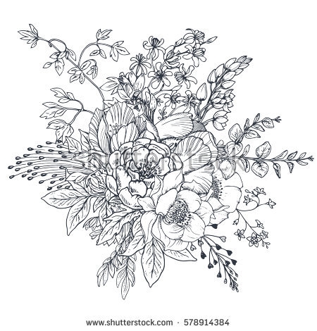 450x470 Flowers Bouquet Roses Drawing Archives