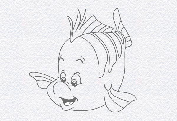 600x411 How To Draw Flounder, From The Little Mermaid Doodleberry Patch