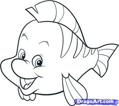 236x211 How To Draw The Little Mermaid How To Draw Flounder, Step By