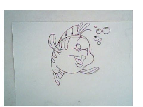 480x360 How To Draw Flounder From The Little Mermaid (Drawing)