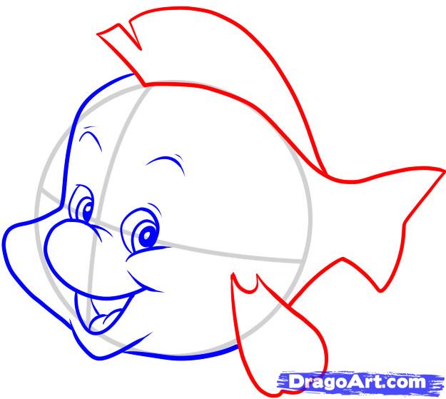 625x559 How To Draw Flounder Step 5 How To Draw Disney Characters