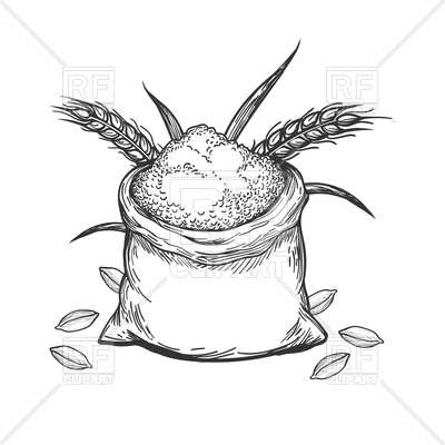 400x400 Whole Bag Of Wheat Flour And Grains On White Background Royalty