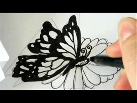 480x360 How To Draw A Butterfly Landing On A Flower !