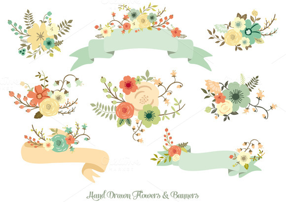 580x410 Check Out Hand Drawn Flowers Amp Banners By Delagrafica On Creative
