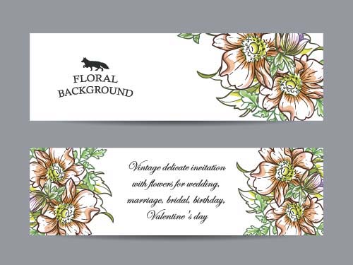 500x375 Flower Banners Hand Drawing Vector Design 02