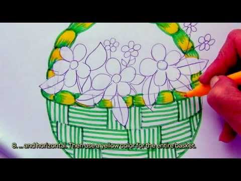 480x360 How To Draw A Marvelous Basket With Flowers
