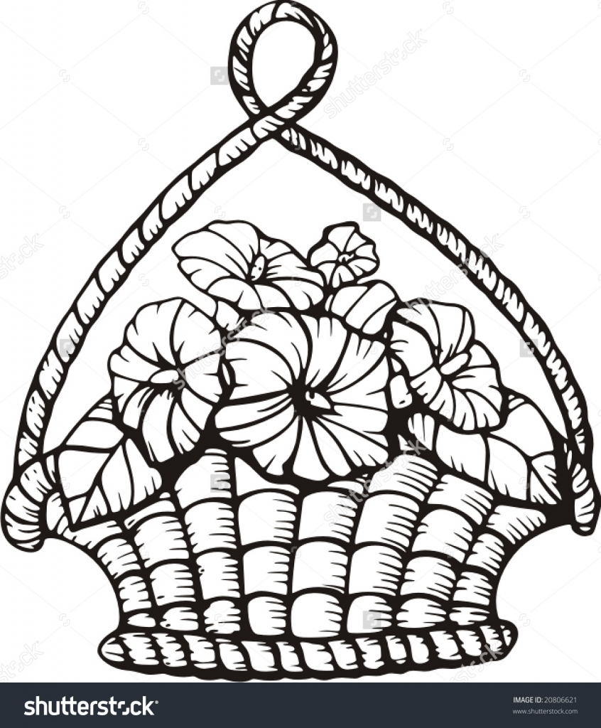 846x1024 How To Draw Flower Basket Simple Flower Basket Drawing How To Draw