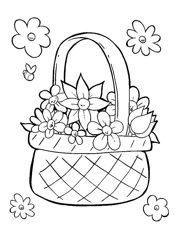 600x832 Perfect Basket Of Flowers Coloring Pages Best Place To Color