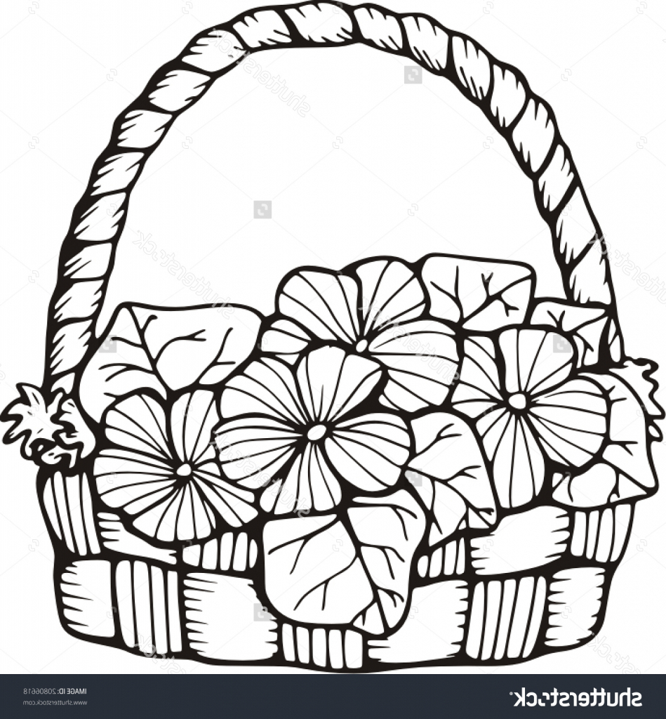949x1024 Photo Of Flower Basket And How To Draw Drawing Of Flower Basket