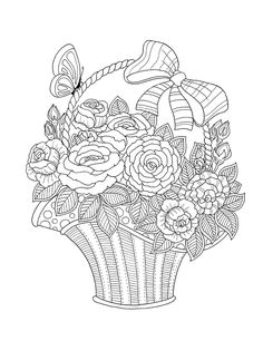 236x306 Flower Basket Drawing Floweryweb Dibujos Varios