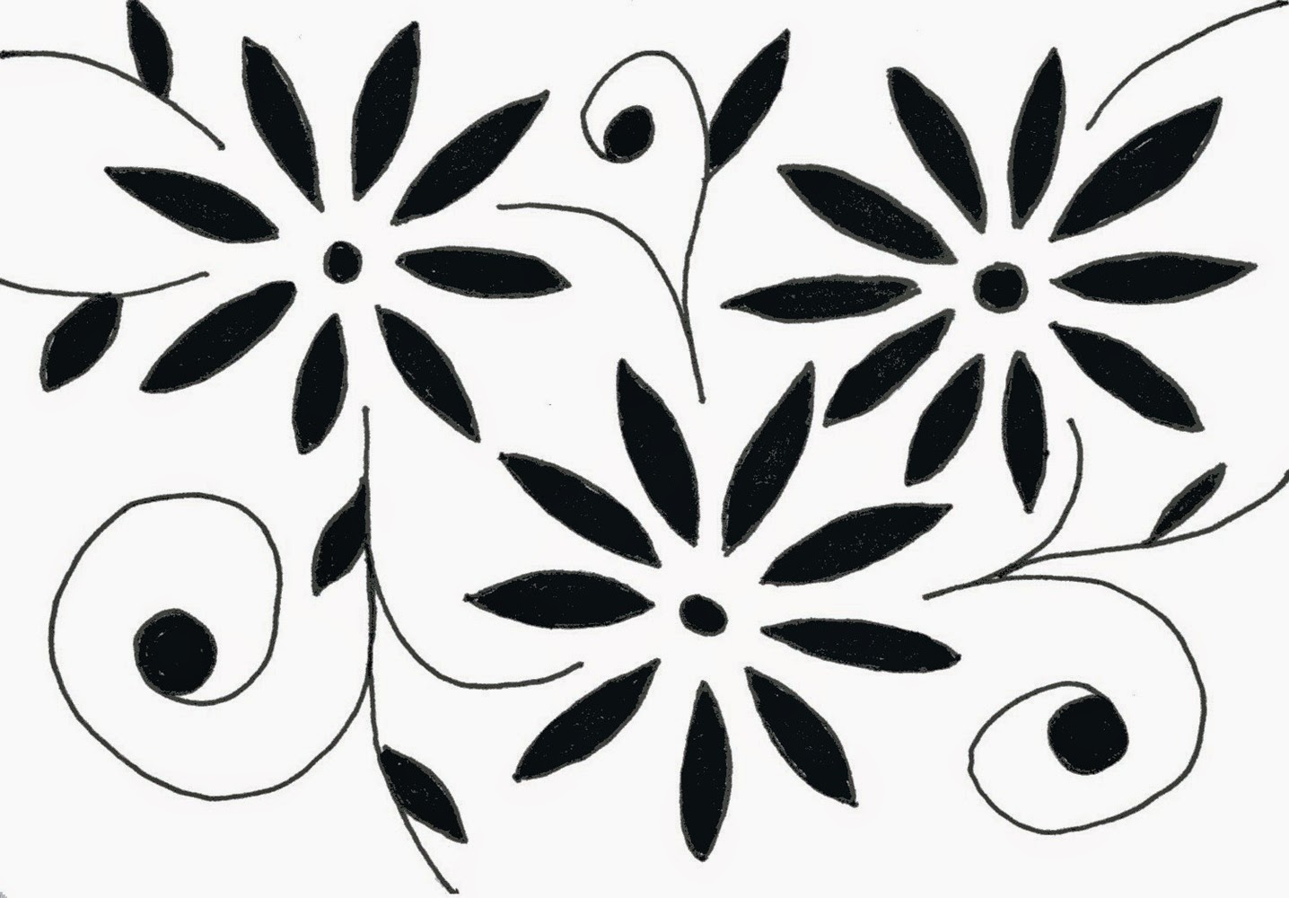 1436x1000 Flower Drawings In Black And White Many Flowers