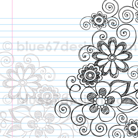 450x450 Hand Drawn Sketchy Notebook Doodle Flower Page Border Vector