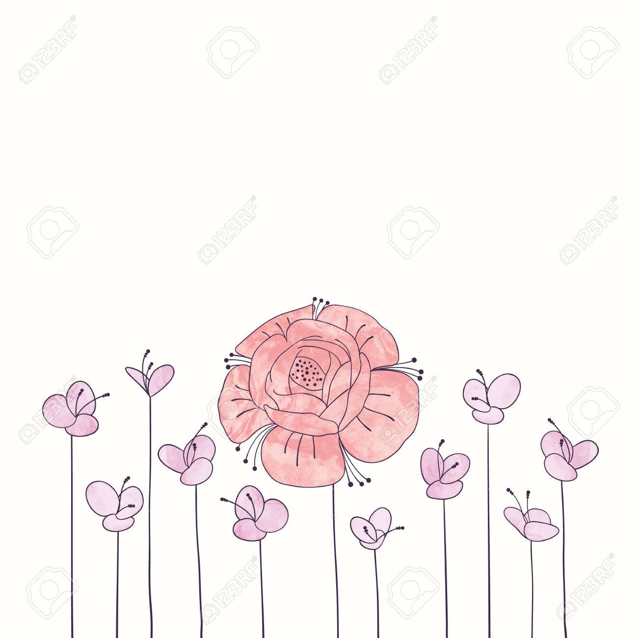 1300x1300 Watercolor Round Flower Frame. Hand Draw Romantic Floral Border