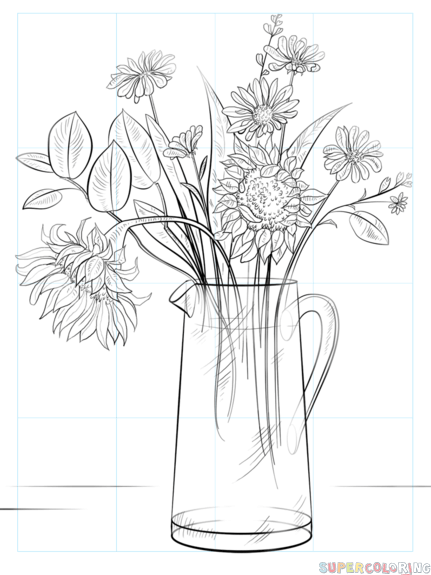 431x575 How To Draw A Bouquet Of Flowers Step By Step Drawing Tutorials