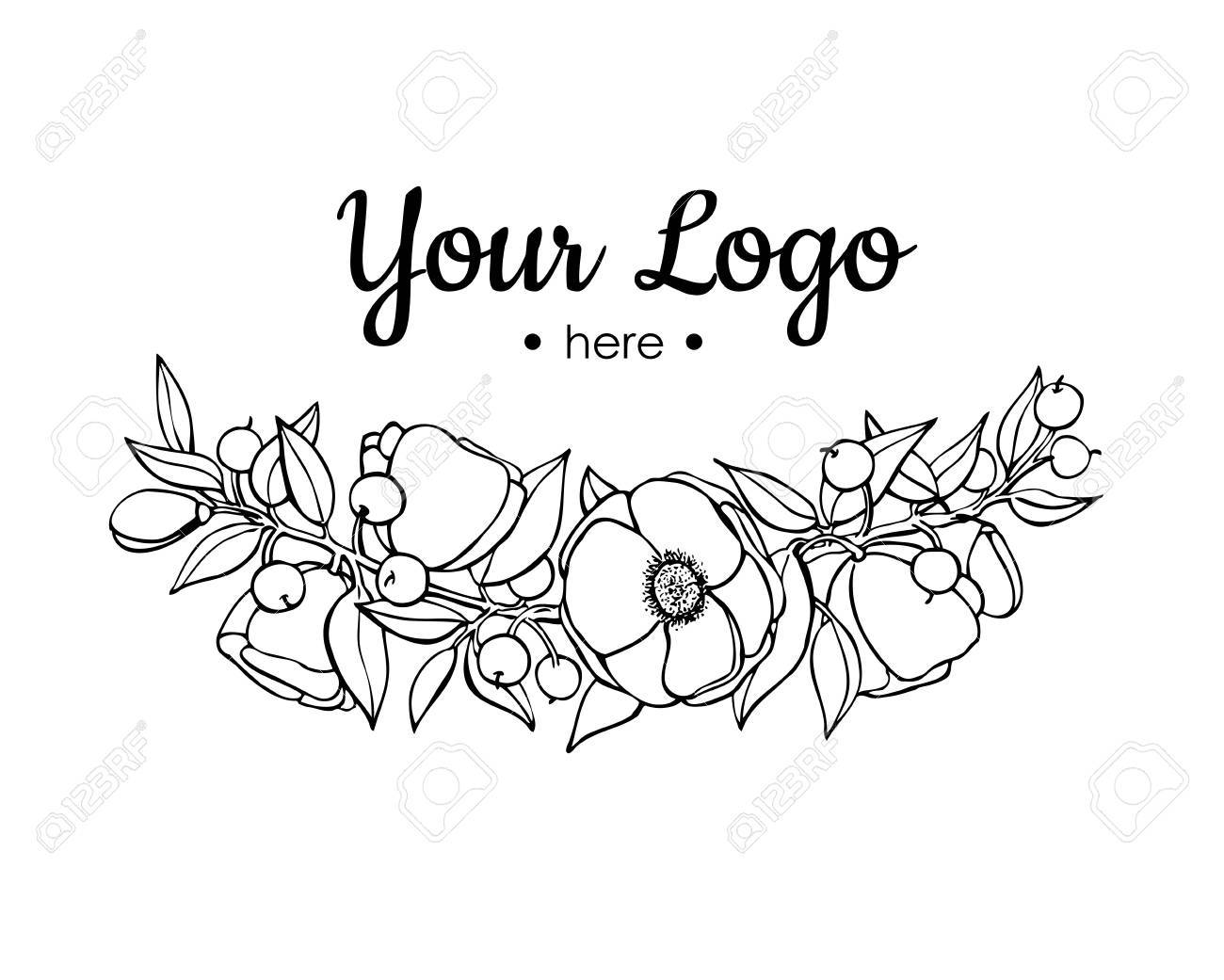 1300x1041 Vector Hand Drawn Flower Branch Illustration. Royalty Free
